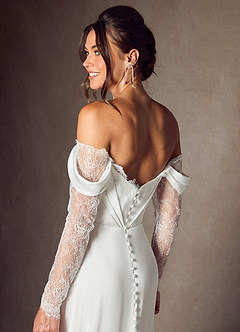 Azazie Alexa Wedding Dresses Diamond White A-Line Sweetheart Neckline Lace Dress image8