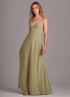 Azazie Amina At-home Try On Dresses Agave A-Line Chiffon Dress image3