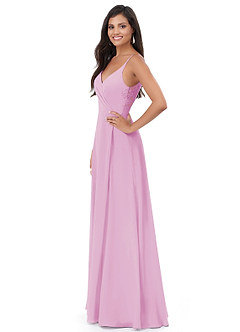 Azazie Lennon Bridesmaid Dresses Candy Pink A-Line Lace Chiffon Dress image4