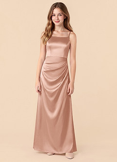 Azazie Renna Junior Robe Sirène en Satin extensible Plissée Or Rose image5
