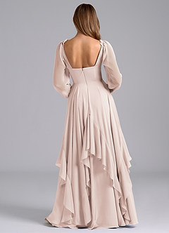 Azazie Karan Bridesmaid Dresses Rose Petal A-Line Long Sleeve Chiffon Dress image2