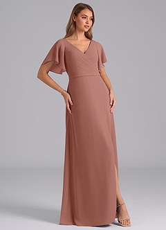 Azazie Ambrosia Bridesmaid Dresses Cedar Rose A-Line Pleated Chiffon Dress image4