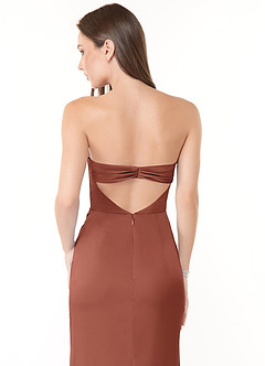 Azazie Leonis Bridesmaid Dresses Auburn Mermaid Pleated Stretch Satin Convertible Dress image5