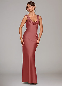 Azazie Rylina Robes de demoiselle d'honneur Robe Sirène en Satin extensible Antique Rose image3