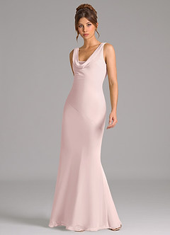 Azazie Rylina Bridesmaid Dresses Blushing Pink Mermaid Pleated Chiffon Dress image5