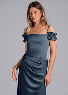 Azazie Kalysia Vestidos de damas de honor Vestido de Crepúsculo de Satén Elástico de Corte Sirena Convertible con Vestidos sin tirantes image5