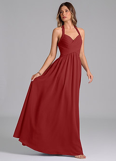 Azazie Darlyn Bridesmaid Dresses Rust A-Line Pleated Chiffon Dress image6