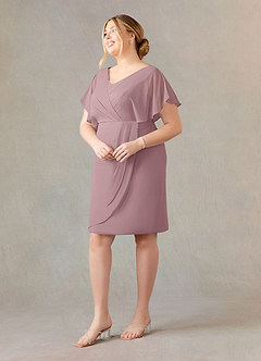 Azazie Julia Mother of the Bride Dresses Dusty Rose Sheath V-Neck Pleated Chiffon Dress image8