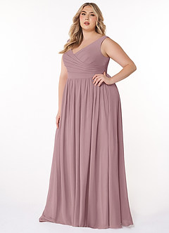 Azazie Keyla Bridesmaid Dresses Dusty Rose A-Line V-Neck Pleated Chiffon Dress image8