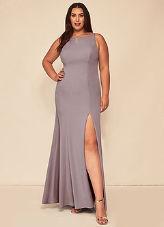Azazie Rogue Bridesmaid Dresses Vintage Mauve Mermaid Scoop Side Slit Stretch Crepe Dress image7