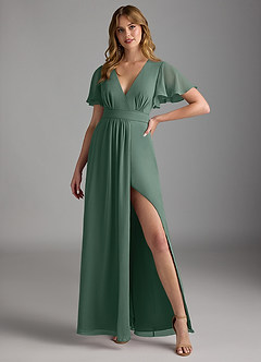 Azazie Zaniah Bridesmaid Dresses Sea Moss A-Line Chiffon Dress image4