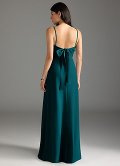 Azazie Melia Bridesmaid Dresses Peacock A-Line Bow Stretch Crepe Dress image4