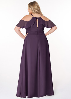 Azazie Dakota Bridesmaid Dresses Plum A-Line V-Neck Pleated Chiffon Dress image7