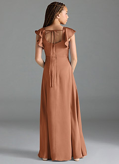 Azazie Bondi Junior Bronzer A-Line Side Slit Stretch Satin Dress image2