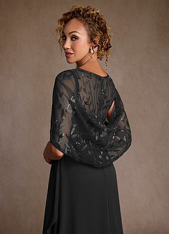 Azazie Beckley Abiti per la Madre della Sposa Abito A-Line in Chiffon Pizzo Nero image6