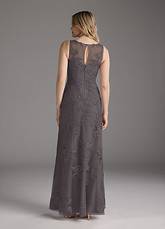 Azazie Whilhelmina Mother of the Bride Dresses Steel Grey Mermaid Lace Chiffon Dress image8