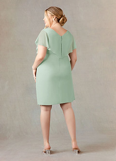 Azazie Julia Final Sale Agave Sheath V-Neck Pleated Chiffon Dress image9