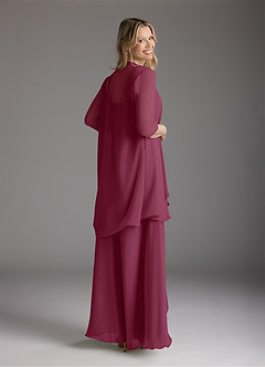 Azazie Weisz Mother of the Bride Dresses Mulberry A-Line Square Neckline Pleated Chiffon Dress image2