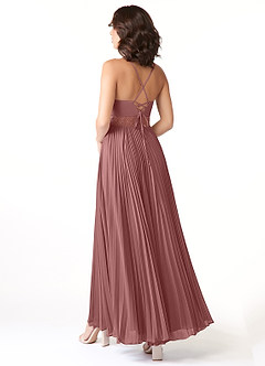 Azazie Devyn Bridesmaid Dresses Desert Rose A-Line Corset Chiffon Dress image4