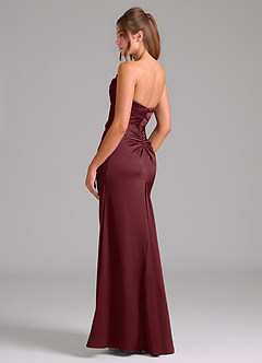 Azazie Lucille Bridesmaid Dresses Cabernet Mermaid Strapless Stretch Satin Convertible Dress image4