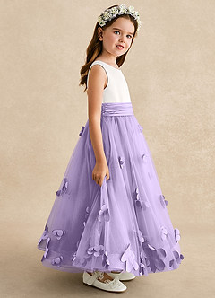 Azazie Vi Flower Girl Dresses Lilac A-Line Sleeveless Tulle Dress image7