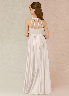 Azazie Arianthe Junior White Alabaster A-Line with Pockets Stretch Satin Dress image1