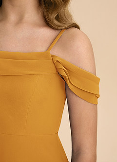 Azazie Anselie Junior Butterscotch A-Line Off the Shoulder Chiffon Dress image8