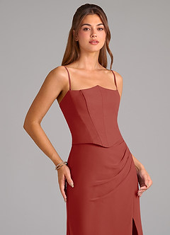 Azazie Jenine Bridesmaid Dresses Terracotta Mermaid Strapless Chiffon Dress image2