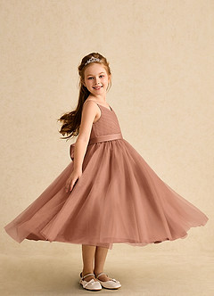 Azazie Patootie Flower Girl Dresses Bronzer A-Line Spaghetti Strap Tulle Dress image3