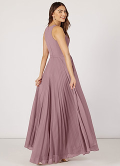 Azazie Lindie Bridesmaid Dresses A-Line Scoop Pleated Chiffon Floor-Length Dress image2