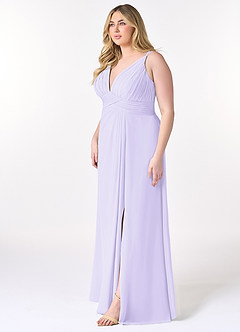 Azazie Maren Allure Bridesmaid Dresses Lilac A-Line V-Neck Lace Chiffon Dress image8