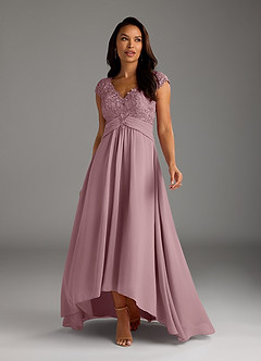 Azazie Irmeli Mother of the Bride Dresses Dusty Rose A-Line Lace Chiffon Dress image6