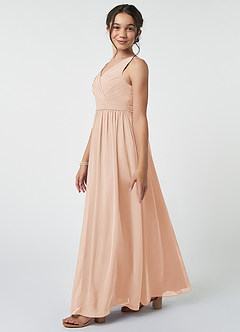Azazie Kora Junior English Rose A-Line Pleated Chiffon Dress image3