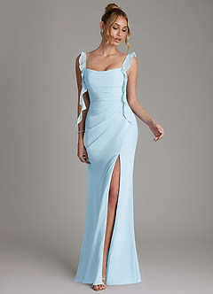 Azazie Jessamine Bridesmaid Dresses Sky Blue Mermaid Corset Chiffon Dress image4