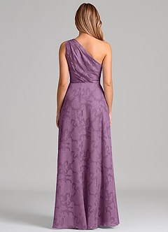 Azazie Phaedra Bridesmaid Dresses Wisteria A-Line One Shoulder Floral Burnout Dress image6