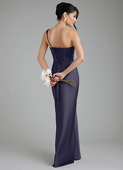 Azazie Sabrina Robes de demoiselle d'honneur Robe Sirène en Satin extensible Corset Bleu Orageux image2