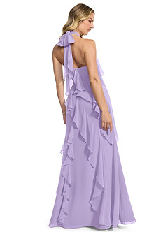 Azazie Velma Bridesmaid Dresses Lilac A-Line Side Slit Chiffon Dress image2