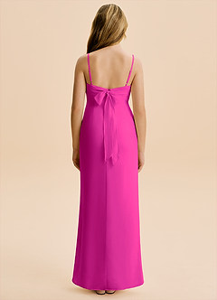 Azazie Mai Junior Fuchsia Sheath Pleated Chiffon Dress image2