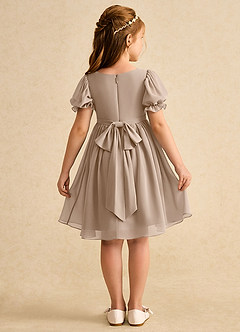 Azazie Jolie Flower Girl Dresses Taupe A-Line with Sleeves Chiffon Dress image2