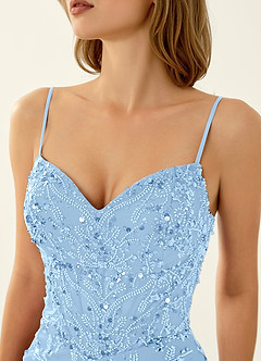 Zivah Light Blue Beaded Corset Lace Up Back Mermaid Dress image2