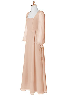 Azazie Leonia Junior A-Linie mit Taschen Chiffon Kleid Englisches Rosa image9