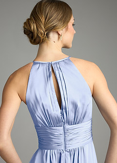 Azazie Bonnie Bridesmaid Dresses Ice A-Line Pleated Stretch Satin Dress image6