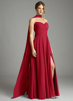 Azazie Ayla Abiti da Damigella Abito A-Line in Chiffon Scollo a Cuore Scarlatto image1