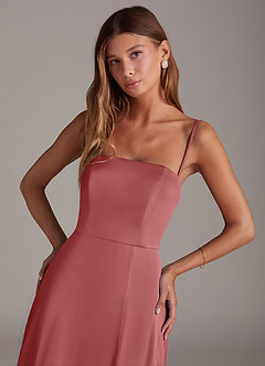 Azazie Wren Bridesmaid Dresses Antique Rose A-Line Strapless Stretch Satin Convertible Dress image2