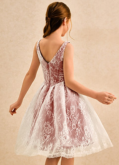 Azazie Cubbie Girls Formal Flower Girl Dresses Terracotta A-Line Lace Dress image2