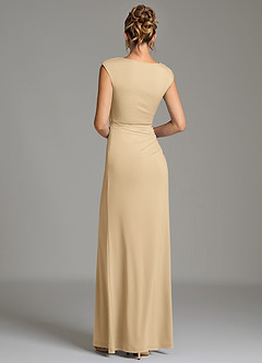 Azazie Chantal Bridesmaid Dresses Champagne Mermaid Pleated Premium Stretch Jersey Dress image2
