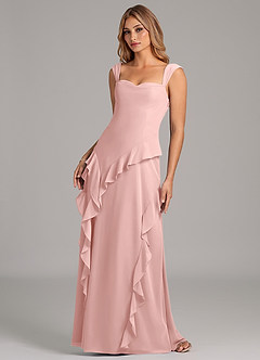 Azazie Sloane Robes de demoiselle d'honneur Robe Trapèze en Mousseline de soie Encolure en Forme de Cœur Rose Poudré image6