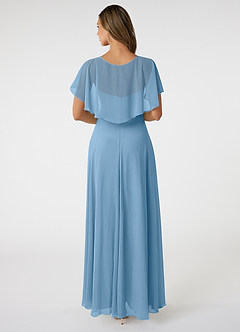 Azazie Jamie Bridesmaid Dresses Steel Blue A-Line Chiffon Dress image2