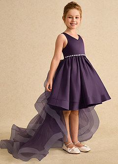 Azazie Julietta Blumenmädchenkleider Ballkleid Cabrio Tüll Kleid Pflaume image3