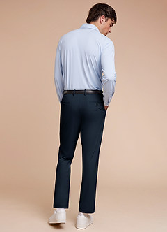 front Vincent Bleu Marine Pantalon habillé structuré et extensible